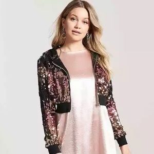 Host Pick F-21 Hooded Sequined Cropped Jacket